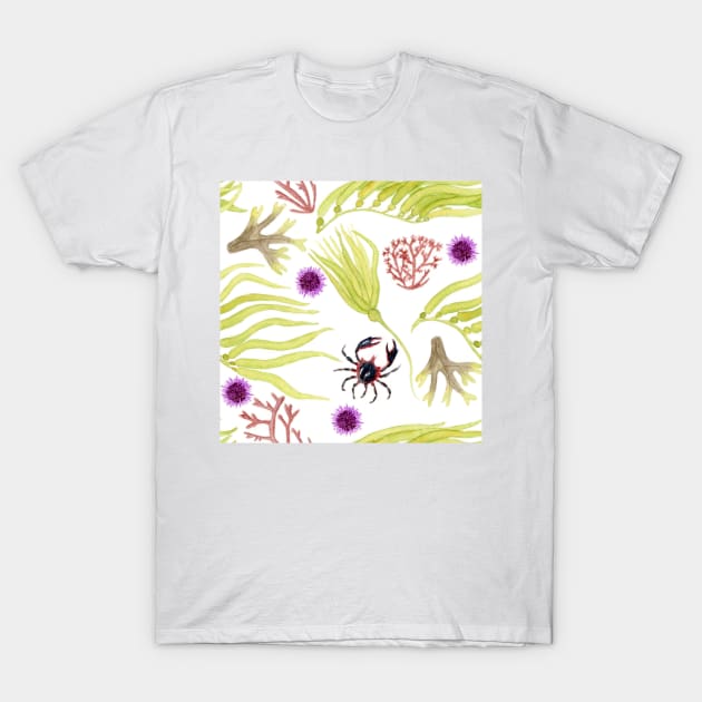 Watercolor Seaweed and Kelp Pattern T-Shirt by paintedpansy